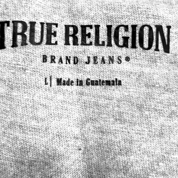 NEW True Religion Buddha Face Logo Short Sleeve Heather Grey T-shirt Size Large - Picture 11 of 12